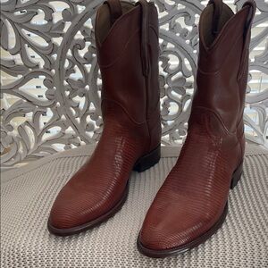 Tecovas Brown Lizard-Embossed Leather Cowboy Boots